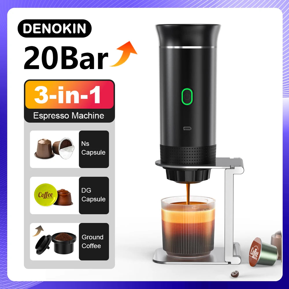 Portable Wireless Espresso Coffee Maker – 3-in-1 Travel Coffee Machine