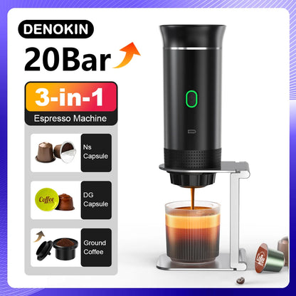 Portable Wireless Espresso Coffee Maker – 3-in-1 Travel Coffee Machine