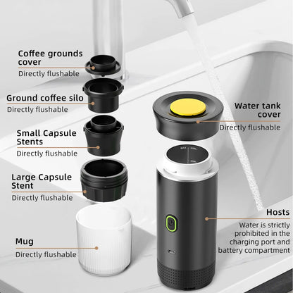 Portable Wireless Espresso Coffee Maker – 3-in-1 Travel Coffee Machine