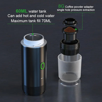 Portable Wireless Espresso Coffee Maker – 3-in-1 Travel Coffee Machine