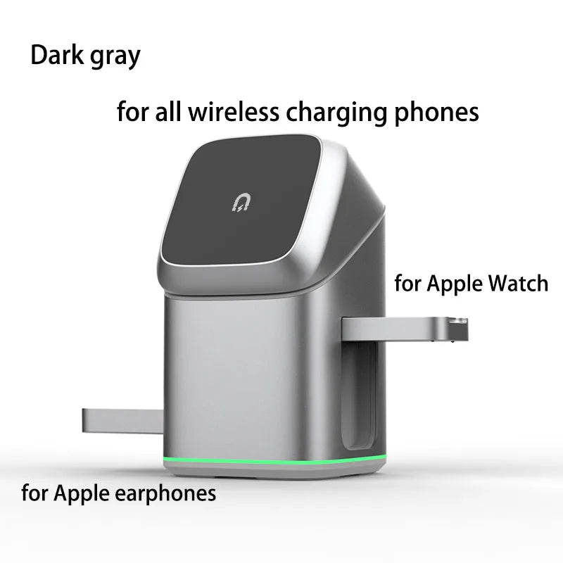 30W 3-in-1 Magnetic Wireless Charging Stand – Rotatable Fast Charger for iPhone & Qi Devices
