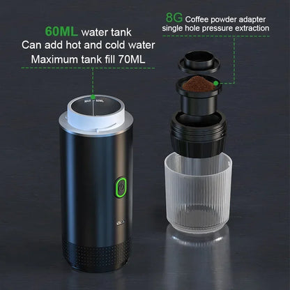 Portable Wireless Espresso Coffee Maker – 3-in-1 Travel Coffee Machine