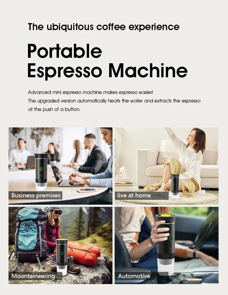 Portable Wireless Espresso Coffee Maker – 3-in-1 Travel Coffee Machine