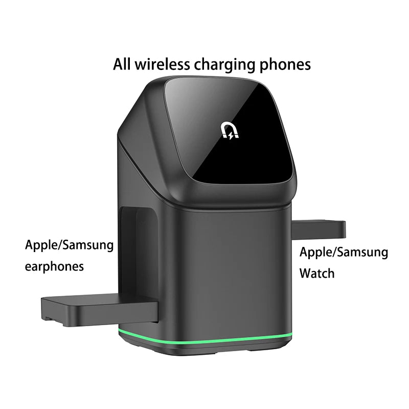 30W 3-in-1 Magnetic Wireless Charging Stand – Rotatable Fast Charger for iPhone & Qi Devices