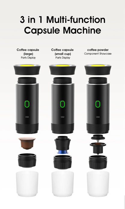 Portable Wireless Espresso Coffee Maker – 3-in-1 Travel Coffee Machine